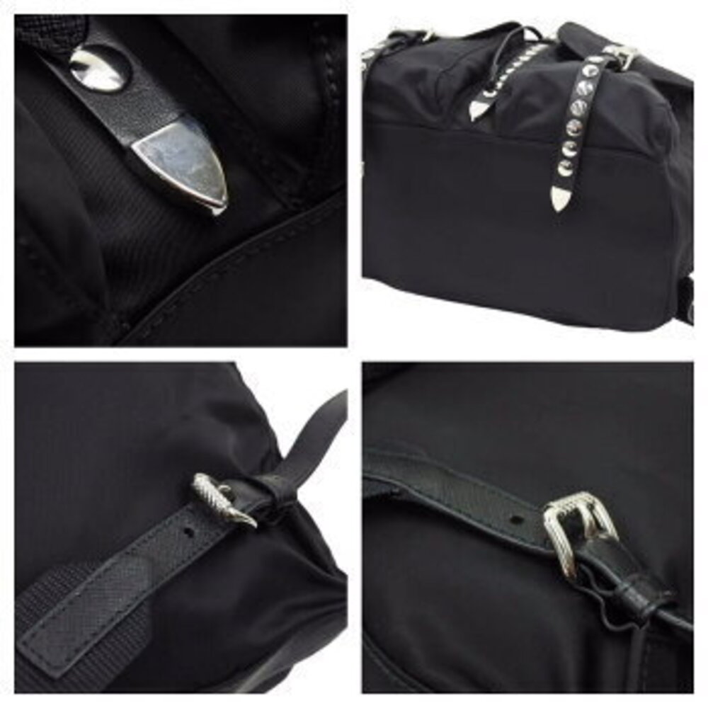Prada Stud Nylon Backpack Triangular Plate Leather - image 5